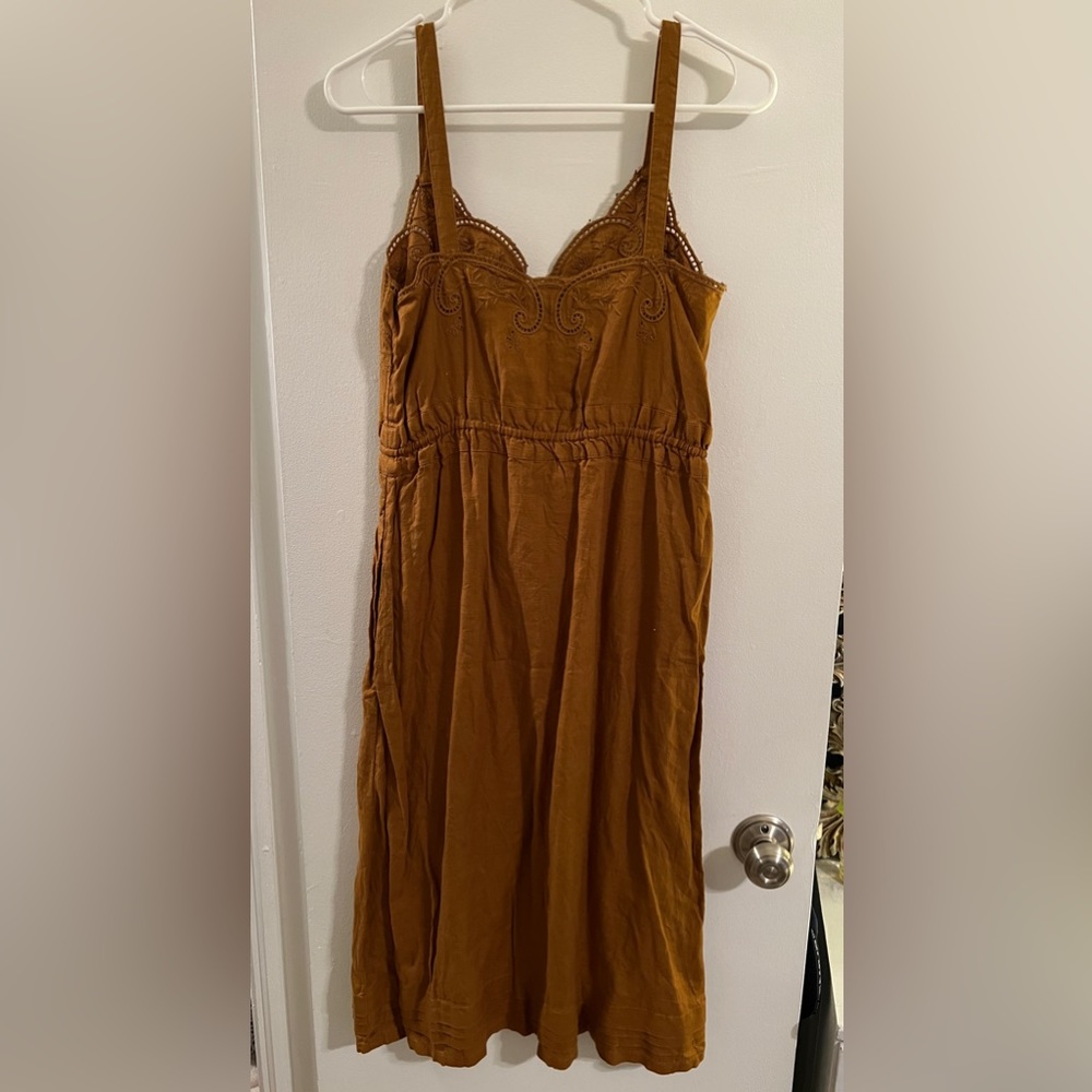 J.Crew Linen Drawstring Embroidered Dress - Picture 6 of 10